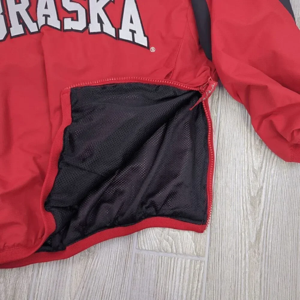 Vintage 90s Majestic Men's S Nebraska Cornhuskers Full Zip Red Jacket Windbreake